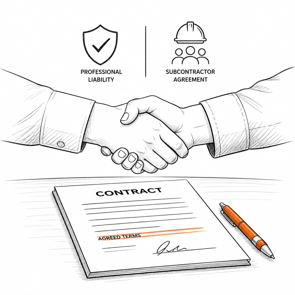 Sketch of two people shaking hands over a contract