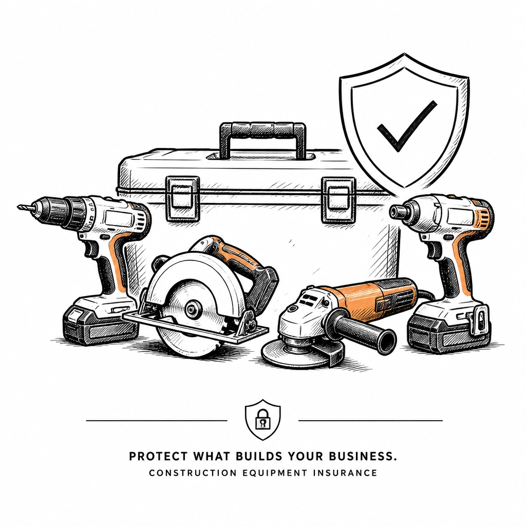 Sketch of construction tools and equipment