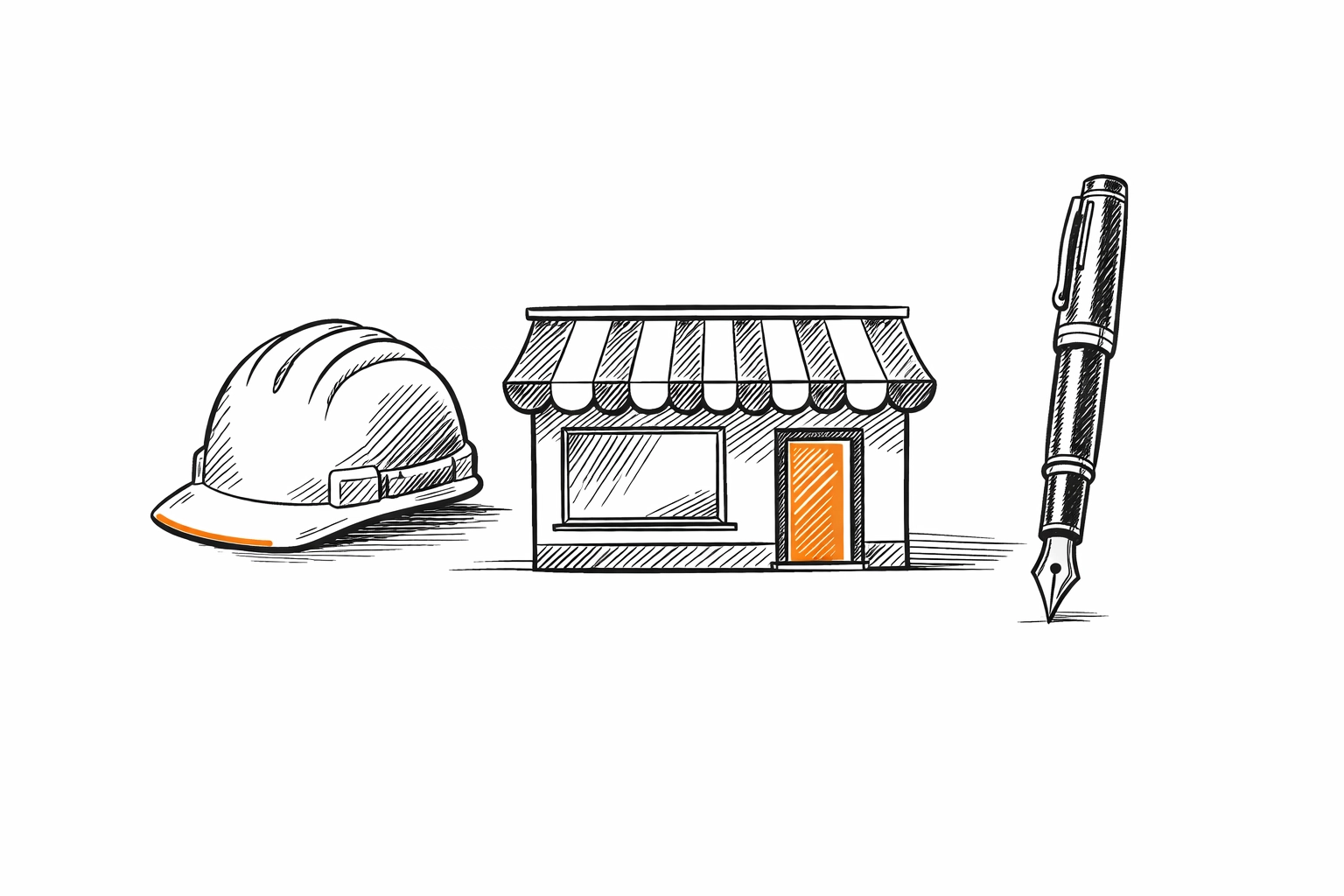 Icons for construction, retail, and professional services illustrating business insurance London sectors.