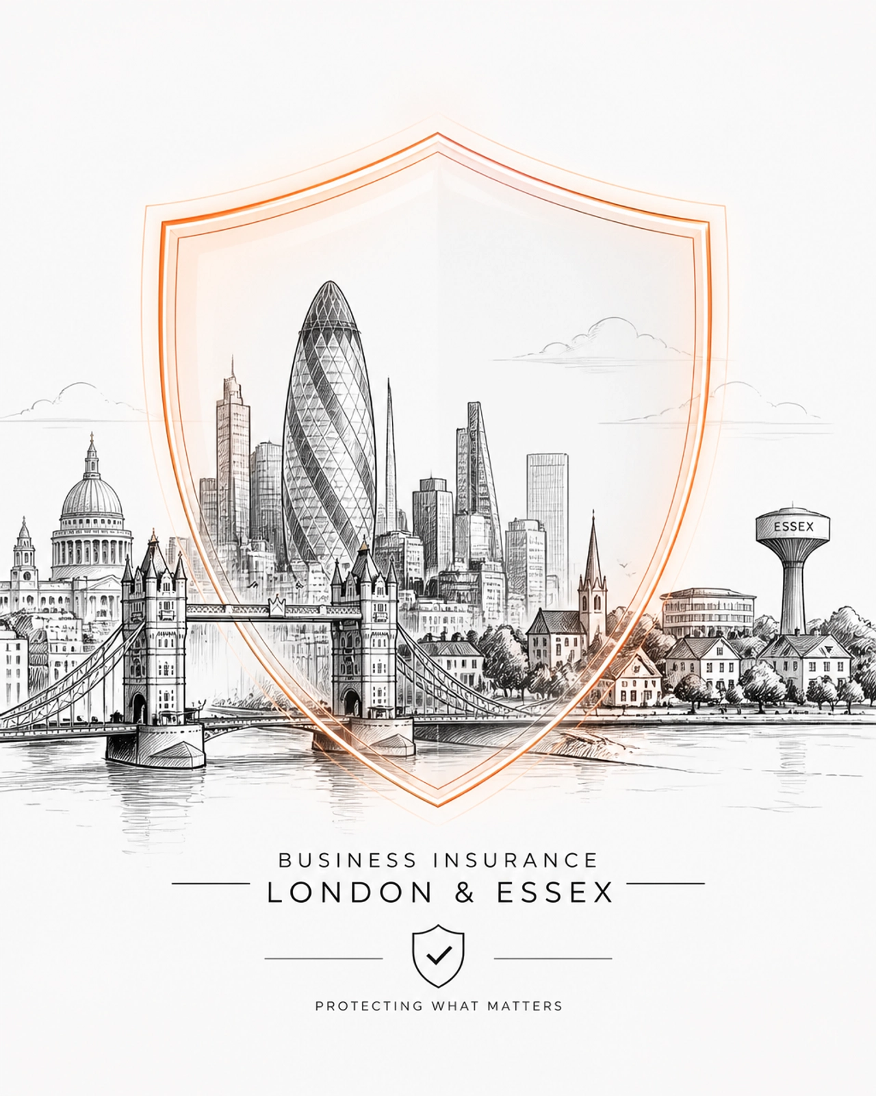 Skyline of London and Essex with a protective shield