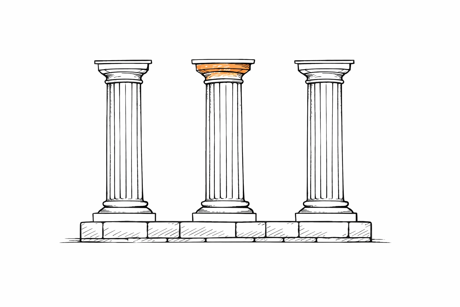 Sketch of architectural columns representing the core pillars of a construction contractor insurance policy.