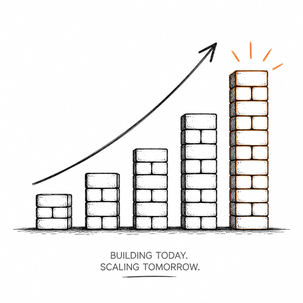 Sketch of bricks forming a growth graph