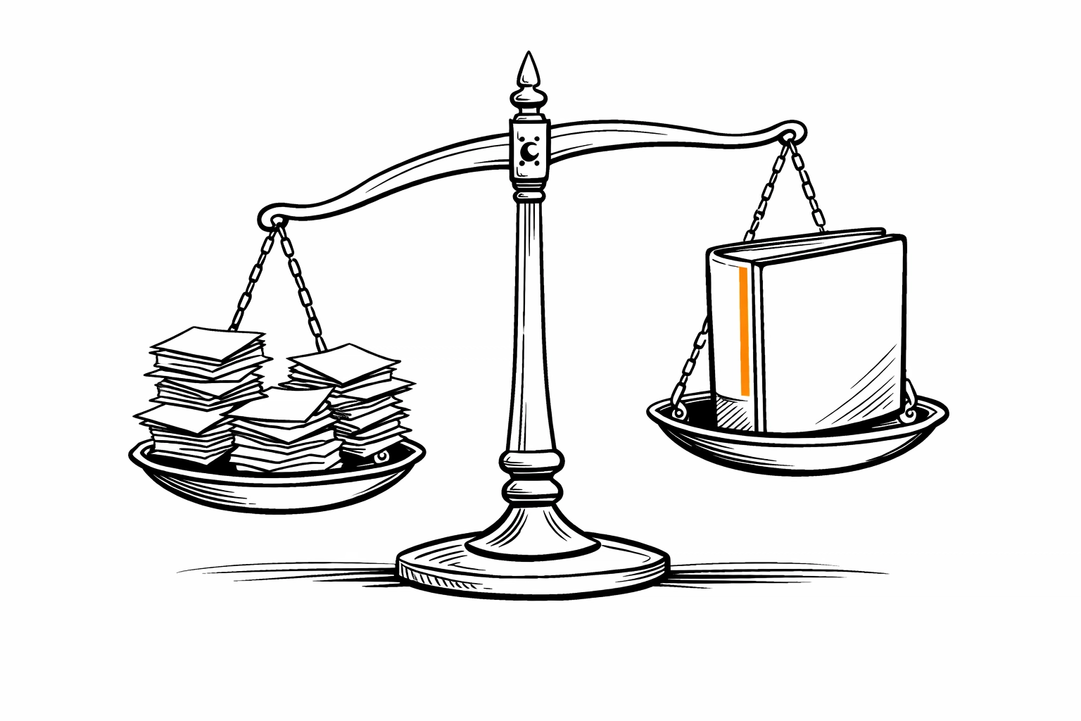 Balance scale comparing cluttered separate policies with one efficient combined commercial insurance folder.