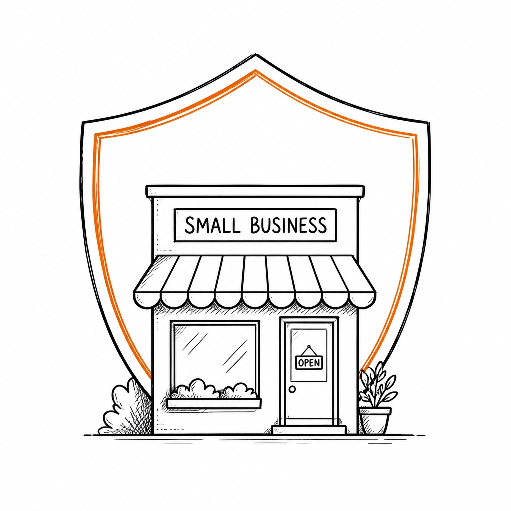 A shield protecting a local business representing insurance safety