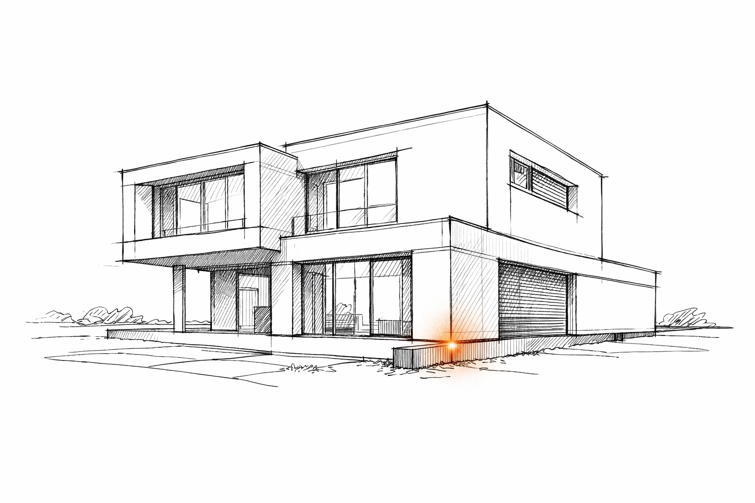 Architectural sketch highlighting hidden structural risks covered by completed operations insurance.